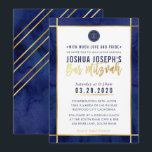 MONOGRAM BAR MITZVAH dunkelblaues Aquarellgold Einladung<br><div class="desc">per kat massard >>> kat@simplysweetPAPERIE.com <<< Ein trendy Einladungs-Design für das BAR MITZVAH Setup Ihres Kindes als Vorlage ist es einfach für Sie, Ihre eigenen Daten hinzuzufügen, oder drücken Sie die Schaltfläche Anpassen und Sie können Text, Schriftart, Größen etc. TIP: 1 hinzufügen oder ändern. Um Grafiken zu ändern/verschieben/die Hintergrundfarbe zu...</div>