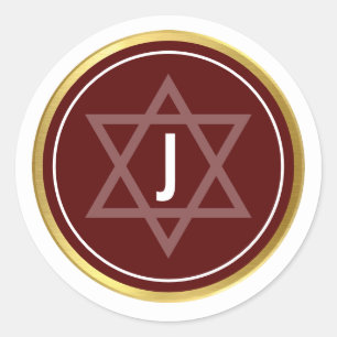 MONOGRAM BAR MITZVAH Moderner Maroon Dunkelrot Runder Aufkleber