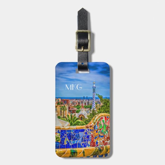 Monogram Barcelona Parc Guell Europe Foto Modern Gepäckanhänger (Vorderseite vertikal)