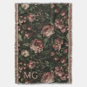 Monogram Baroque Dark Lila Floral Muster Decke (Vorderseite Vertikal)