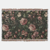 Monogram Baroque Dark Lila Floral Muster Decke (Vorderseite)