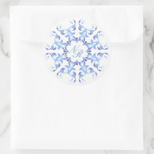 Monogram.Baroque-Element. Runder Aufkleber (Tasche)