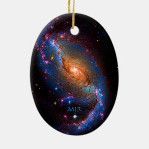 Monogram Barred Spiral Galaxy NGC 1672 Keramikornament