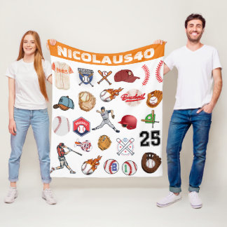 Monogram Baseball player Modern sport pattern Fleecedecke