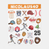 Monogram Baseball player Modern sport pattern Fleecedecke (Vorderseite)