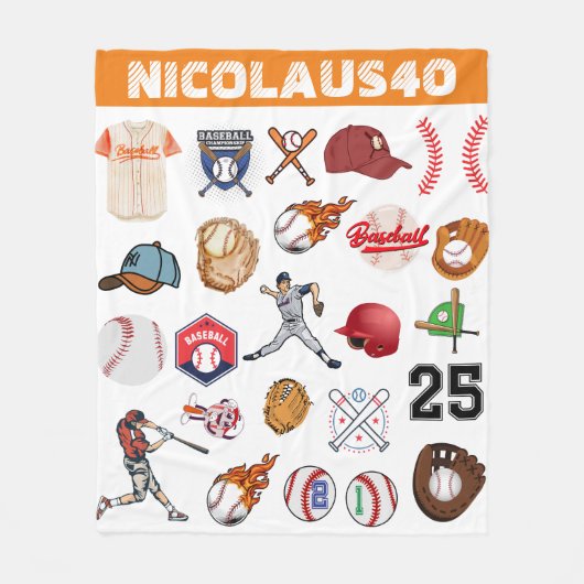 Monogram Baseball player Modern sport pattern Fleecedecke (Vorderseite)