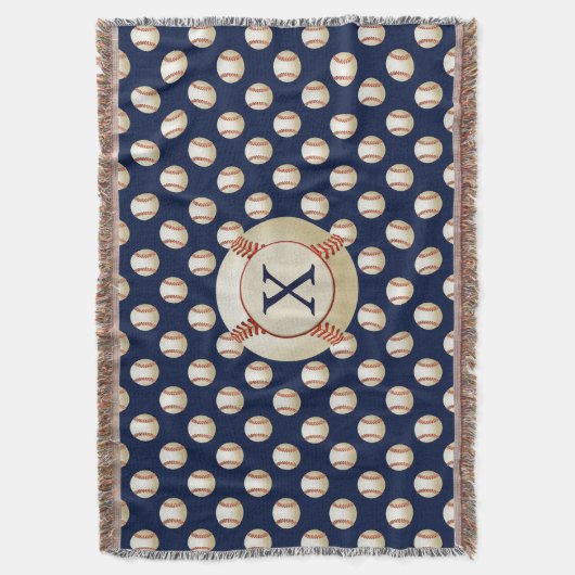 Monogram Baseball Sportmuster Decke (Vorderseite Vertikal)