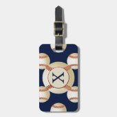 Monogram Baseball Sportmuster Gepäckanhänger (Vorderseite vertikal)