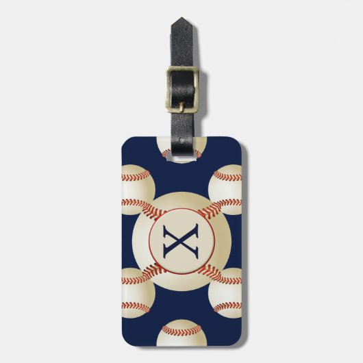 Monogram Baseball Sportmuster Gepäckanhänger (Vorderseite vertikal)