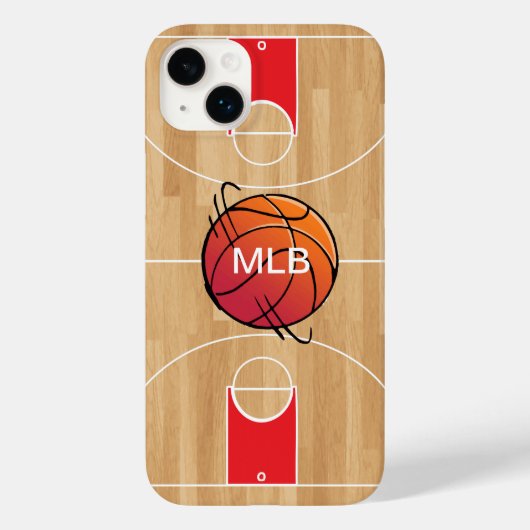 Monogram Basketball auf Basketballfeld Case-Mate iPhone Hülle (Rückseite)