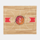 Monogram Basketball auf Basketballfeld Fleecedecke (Vorderseite (Horizontal))
