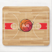 Monogram Basketball auf Basketballfeld Mousepad (Vorne)
