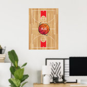 Monogram Basketball auf Basketballfeld Poster (Heimbüro)