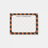 Monogram Basketball Balls auf schwarz Post-it Klebezettel (Vorderseite)