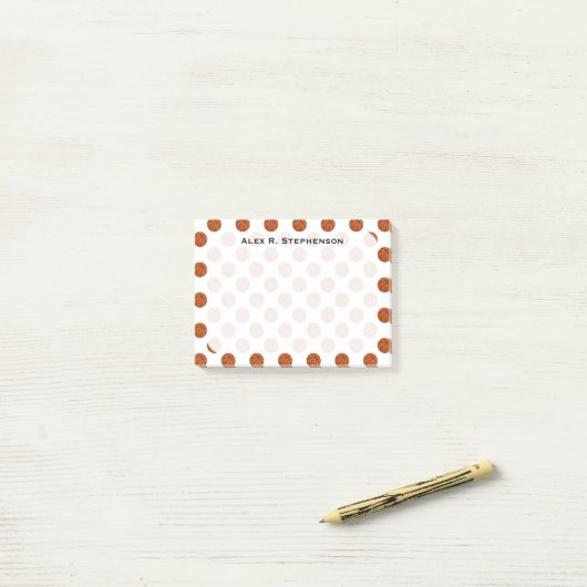 Monogram Basketball Balls auf Weiß Post-it Klebezettel (Auf Schreibtisch)