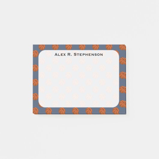 Monogram Basketball Balls on Blue Jeans Blue Post-it Klebezettel (Vorderseite)