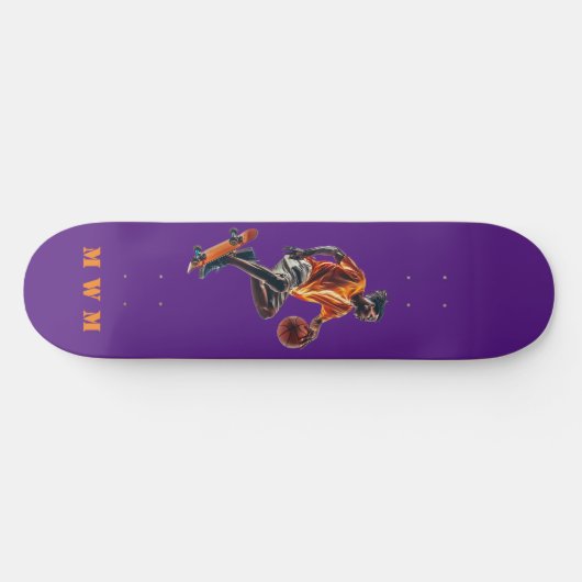 Monogram Basketball Einzigartiges Design-Skateboar Skateboard (Horizontal)