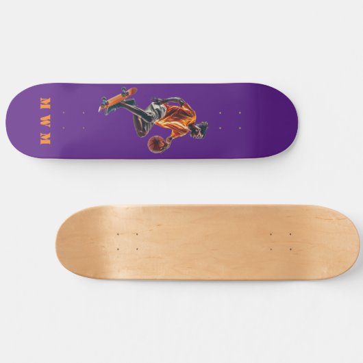 Monogram Basketball Einzigartiges Design-Skateboar Skateboard (Horizontal)