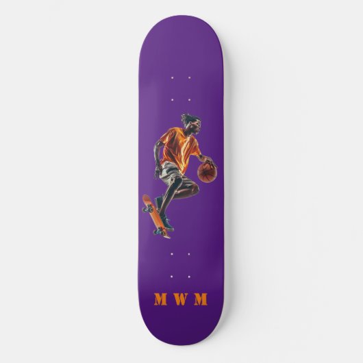 Monogram Basketball Einzigartiges Design-Skateboar Skateboard (Vorderseite)