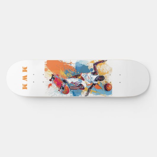 Monogram Basketball Einzigartiges Design-Skateboar Skateboard (Horizontal)