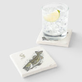 Monogram Bass Fish Stone Steinuntersetzer (Seitenansicht)