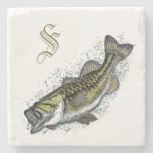 Monogram Bass Fish Stone Steinuntersetzer (Vorderseite)