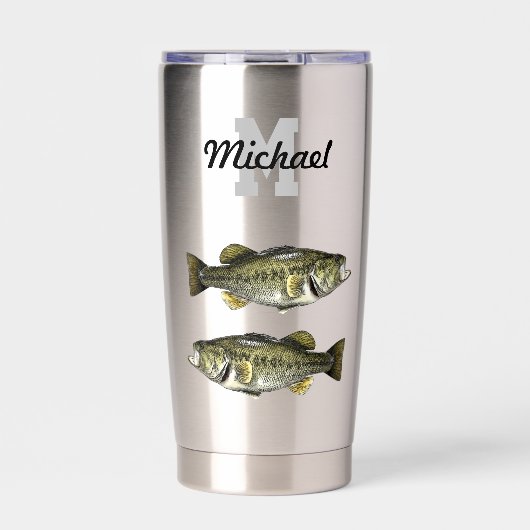 Monogram Bass Fishing Cool Sports Largemouth Thermobecher (Vorderseite)
