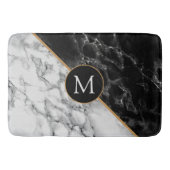 Monogram Bath Mat mit schwarzem und weißem Marmor Badematte (Vorderseite)
