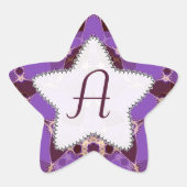 Monogram Batik Lila Star Sticker (Vorderseite)