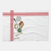 Monogram Bauernhaus Küchentücher Rhubarb Rote Kräu (Horizontal)