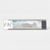 Monogram Beach Blue Green Elegant Professional Schreibtischnamensplakette (Vorderseite )