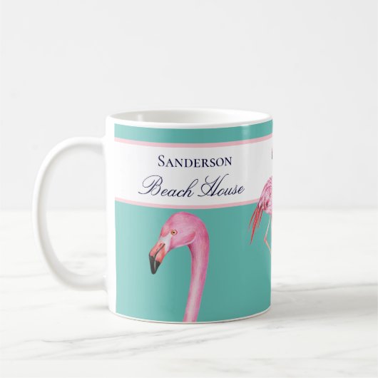 Monogram Beach House Aquamarin Flamingos Marine Bl Kaffeetasse (Links)