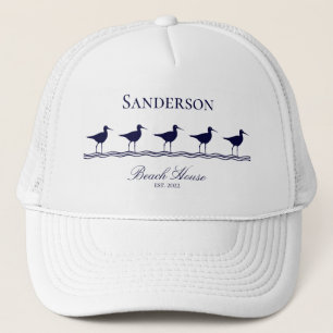 Monogram Beach House Marine Blue Sandpipers Baseba Truckerkappe