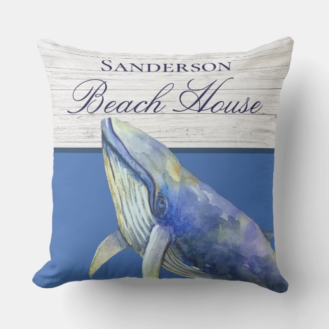 Monogram Beach House Marine Kissen (Vorderseite)