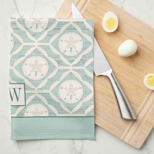 Monogram Beach Sand Dollar Muster Backen Geschirrtuch (Viertel Falte)