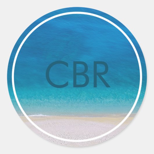Monogram Beach Sea Ocean Mit Monogramm Foto Initia Runder Aufkleber (Vorderseite)