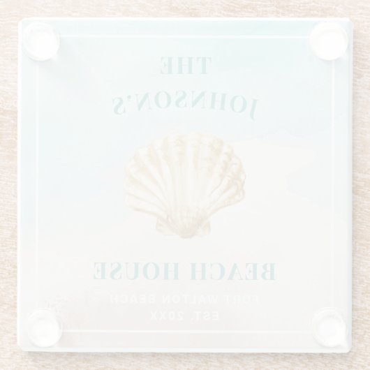 Monogram Beach Themed Glass Untersetzer (Rückseite)