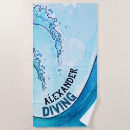 Monogram Beach Wave Swim Dive Team Sports Strandtuch