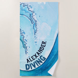 Monogram Beach Wave Swim Dive Team Sports Strandtuch