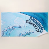 Monogram Beach Wave Swim Team Sports Strandtuch (Vorderseite)