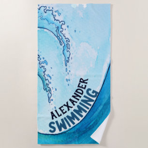 Monogram Beach Wave Swim Team Sports Strandtuch