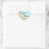 Monogram Beach Wedding Sticker mit Hochzeitszettel (Tasche)