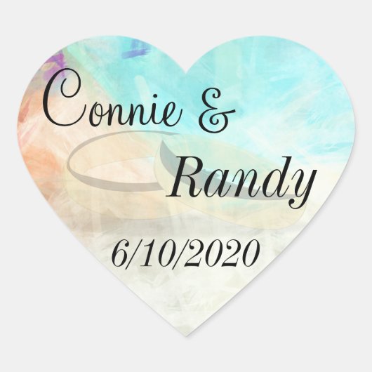 Monogram Beach Wedding Sticker mit Hochzeitszettel (Vorderseite)