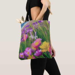 Monogram Beach Wild Blume Wasserfarben Blumenstrau Tasche