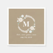 Monogram Beach Wreath Wedding Napkins Serviette (Vorderseite)