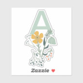 Monogram Beautiful Botanical Floral Personalize Aufkleber (Blatt)