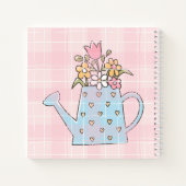 Monogram beautiful hand drawn botanical Pink blue Notizblock (Rückseite)