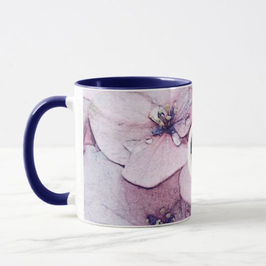 Monogram Beautiful Pink Watercolor Blume Tasse (Links)
