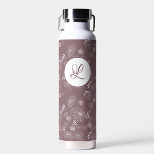 Monogram Beautiful Wild Blume Doodles Muster Trinkflasche