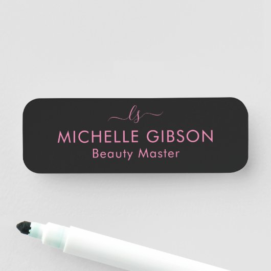Monogram Beauty Professional Studio Pink Schwarz Namensschild (Beispiel)